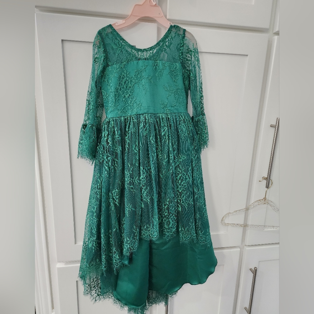 NWT Girls 4 Emerald High-low Lace Dress